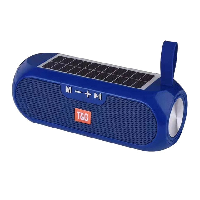 YABA Portable Column Speaker Wireless Bluetooth-compatible Stereo Music Box Solar Power Bank Boombox waterproof USB AUX FM radio Blue - Tophatter Daily Deals