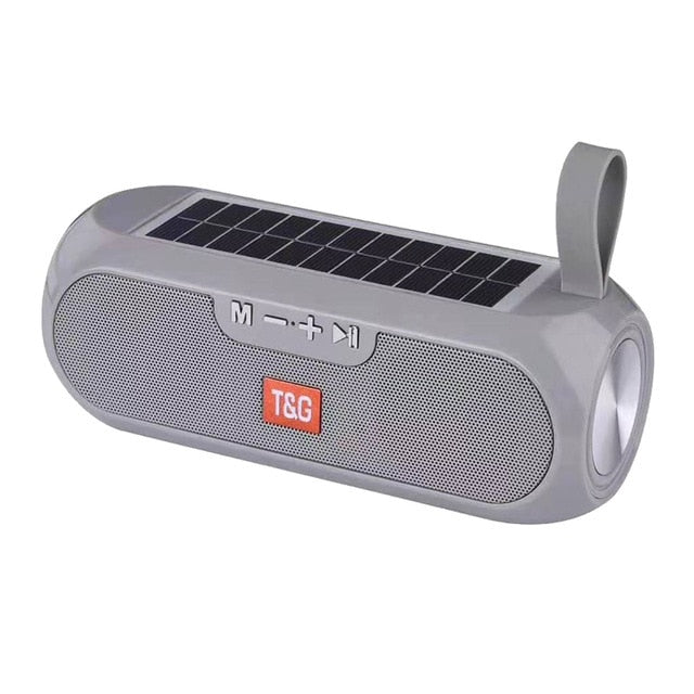 YABA Portable Column Speaker Wireless Bluetooth-compatible Stereo Music Box Solar Power Bank Boombox waterproof USB AUX FM radio gray - Tophatter Daily Deals