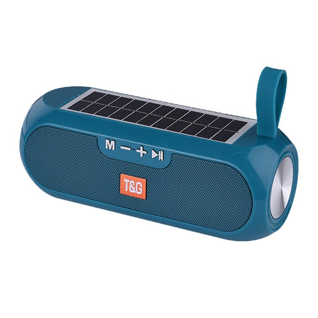 YABA Portable Column Speaker Wireless Bluetooth-compatible Stereo Music Box Solar Power Bank Boombox waterproof USB AUX FM radio Green - Tophatter Daily Deals