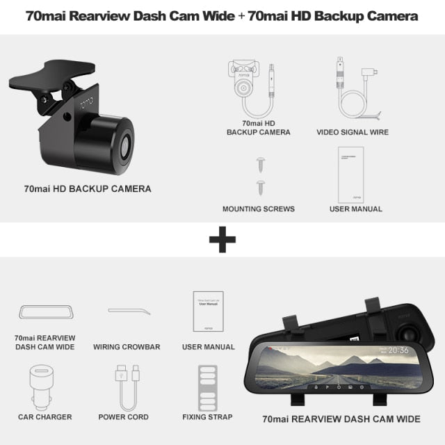 9.35 Inch Full Screen 70mai Rearview Dash Cam Wide 1080P Auto Cam 130FOV 70mai D07 Mirror Car Recorder Stream Media Car DVR HD Backup Cam - Tophatter Daily Deals
