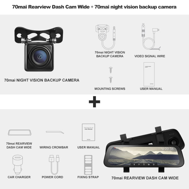 9.35 Inch Full Screen 70mai Rearview Dash Cam Wide 1080P Auto Cam 130FOV 70mai D07 Mirror Car Recorder Stream Media Car DVR Night Vision Backup - Tophatter Daily Deals
