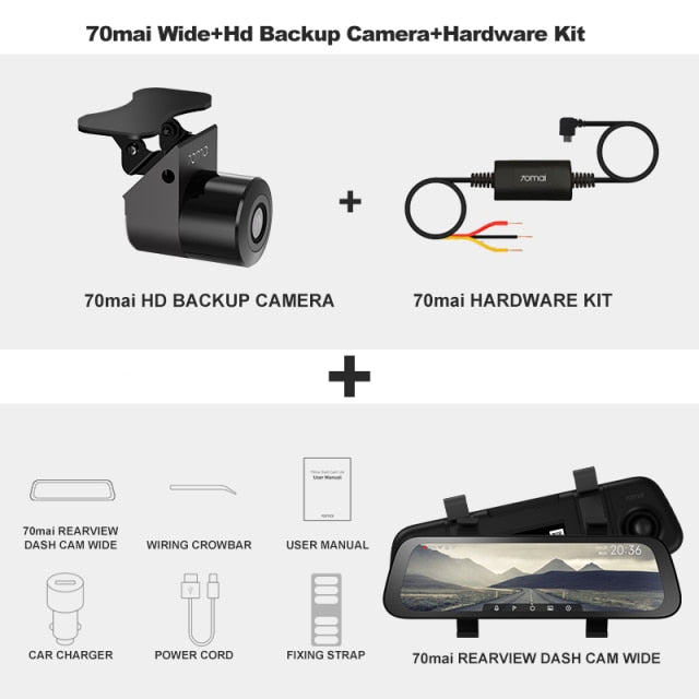 9.35 Inch Full Screen 70mai Rearview Dash Cam Wide 1080P Auto Cam 130FOV 70mai D07 Mirror Car Recorder Stream Media Car DVR HD Cam N HW kit - Tophatter Daily Deals