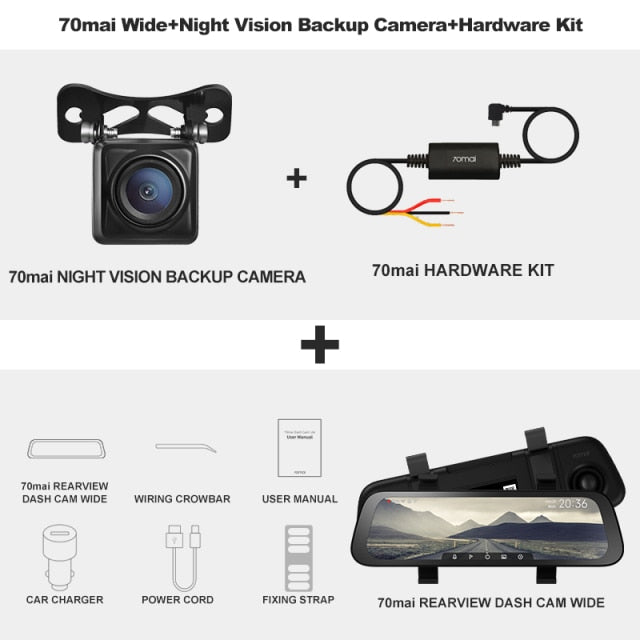 9.35 Inch Full Screen 70mai Rearview Dash Cam Wide 1080P Auto Cam 130FOV 70mai D07 Mirror Car Recorder Stream Media Car DVR Night Cam N HW kit - Tophatter Daily Deals