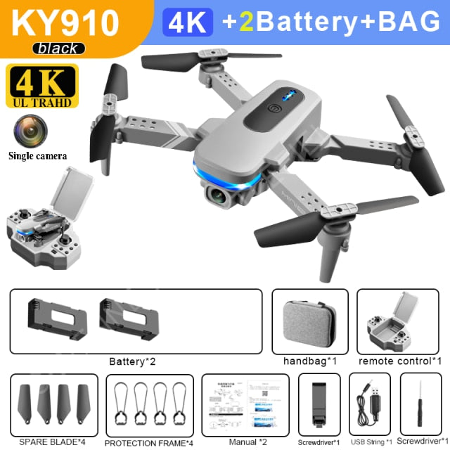 2021 New KY910 Mini Drone 4k Hd Camera profesional Rc Drones Wifi Fpv Toy Outdoor Rc Quadcopter Fixed height Drones Boy For Toys 4K single camera 2B 2 China - Tophatter Daily Deals