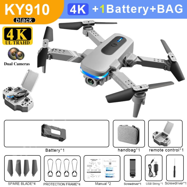 2021 New KY910 Mini Drone 4k Hd Camera profesional Rc Drones Wifi Fpv Toy Outdoor Rc Quadcopter Fixed height Drones Boy For Toys 4K dual camera 1B 2 China - Tophatter Daily Deals