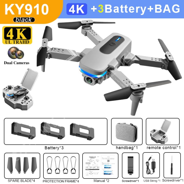 2021 New KY910 Mini Drone 4k Hd Camera profesional Rc Drones Wifi Fpv Toy Outdoor Rc Quadcopter Fixed height Drones Boy For Toys 4K dual camera 3B 2 China - Tophatter Daily Deals