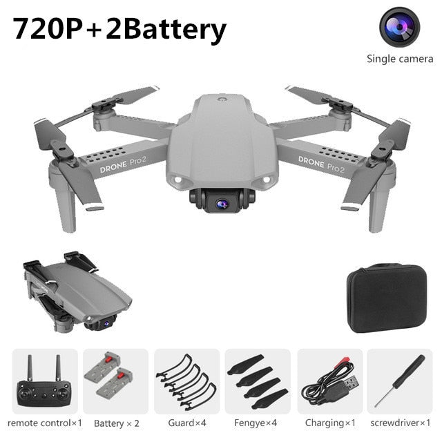 XCZJ E99 Pro2 RC Mini Drone 4K 1080P 720P Dual Camera WIFI FPV Aerial Photography Helicopter Foldable Quadcopter Dron Toys 720P gray 2B - Tophatter Daily Deals