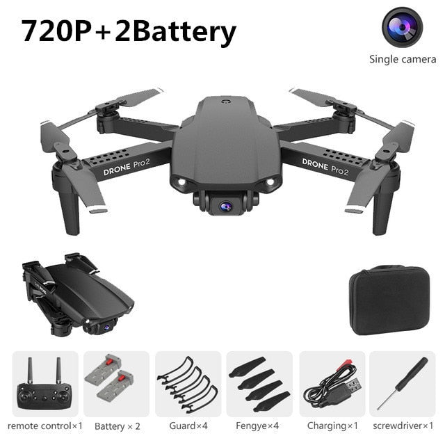 XCZJ E99 Pro2 RC Mini Drone 4K 1080P 720P Dual Camera WIFI FPV Aerial Photography Helicopter Foldable Quadcopter Dron Toys 720P black 2B - Tophatter Daily Deals