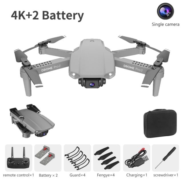 XCZJ E99 Pro2 RC Mini Drone 4K 1080P 720P Dual Camera WIFI FPV Aerial Photography Helicopter Foldable Quadcopter Dron Toys 4K gray 2B - Tophatter Daily Deals