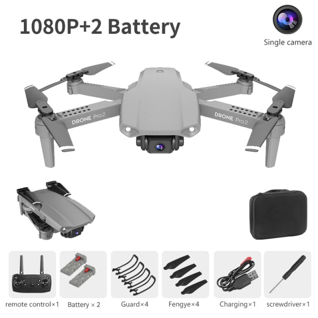 XCZJ E99 Pro2 RC Mini Drone 4K 1080P 720P Dual Camera WIFI FPV Aerial Photography Helicopter Foldable Quadcopter Dron Toys 1080P gray 2B - Tophatter Daily Deals