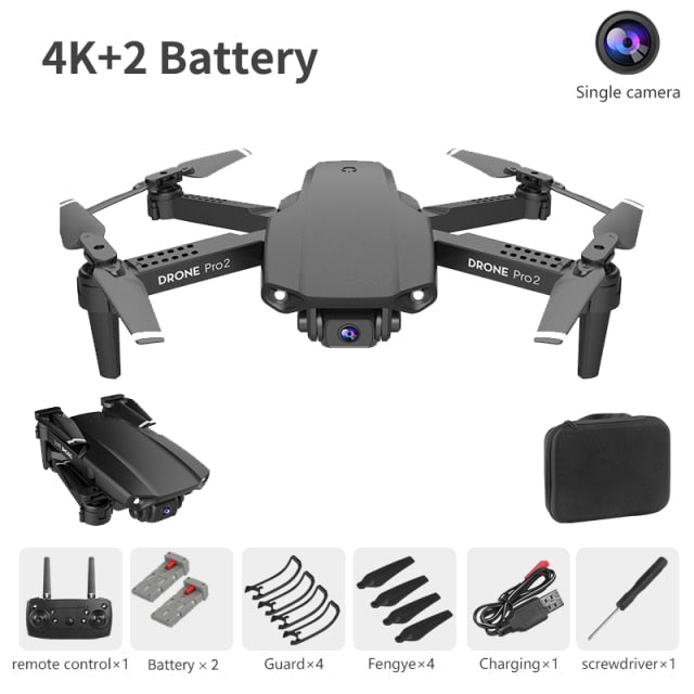 XCZJ E99 Pro2 RC Mini Drone 4K 1080P 720P Dual Camera WIFI FPV Aerial Photography Helicopter Foldable Quadcopter Dron Toys 4K black 2B - Tophatter Daily Deals