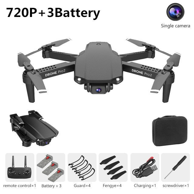 XCZJ E99 Pro2 RC Mini Drone 4K 1080P 720P Dual Camera WIFI FPV Aerial Photography Helicopter Foldable Quadcopter Dron Toys 720P black 3B - Tophatter Daily Deals