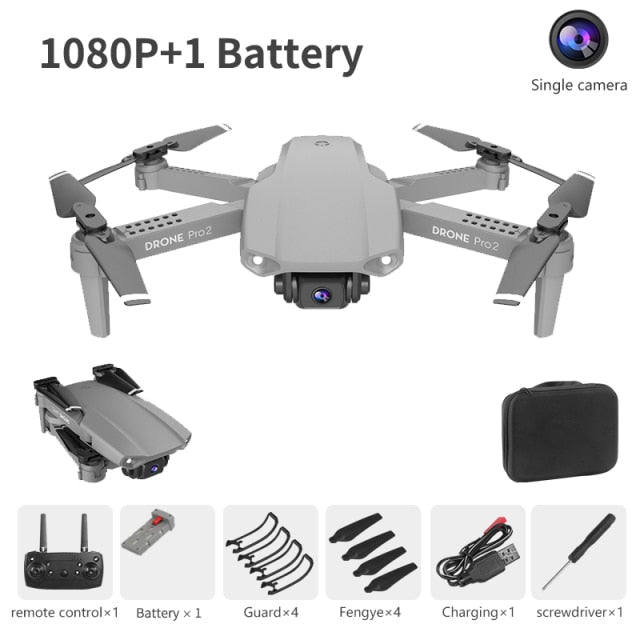 XCZJ E99 Pro2 RC Mini Drone 4K 1080P 720P Dual Camera WIFI FPV Aerial Photography Helicopter Foldable Quadcopter Dron Toys 1080P gray 1B - Tophatter Daily Deals