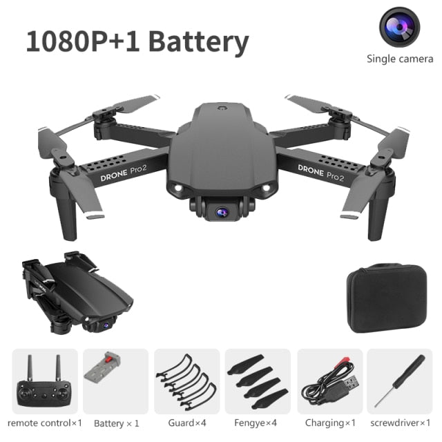XCZJ E99 Pro2 RC Mini Drone 4K 1080P 720P Dual Camera WIFI FPV Aerial Photography Helicopter Foldable Quadcopter Dron Toys 1080P black 1B - Tophatter Daily Deals