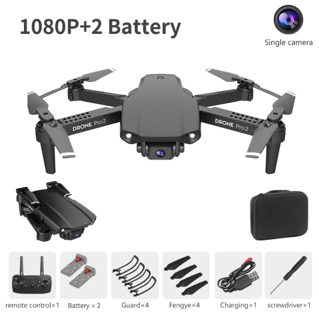 XCZJ E99 Pro2 RC Mini Drone 4K 1080P 720P Dual Camera WIFI FPV Aerial Photography Helicopter Foldable Quadcopter Dron Toys 1080P balck 2B - Tophatter Daily Deals