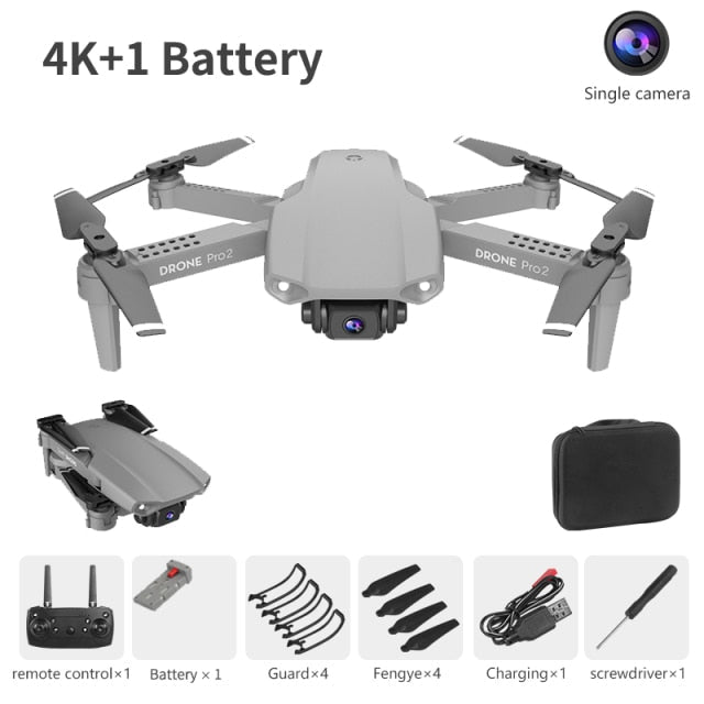 XCZJ E99 Pro2 RC Mini Drone 4K 1080P 720P Dual Camera WIFI FPV Aerial Photography Helicopter Foldable Quadcopter Dron Toys 4K gray 1B - Tophatter Daily Deals