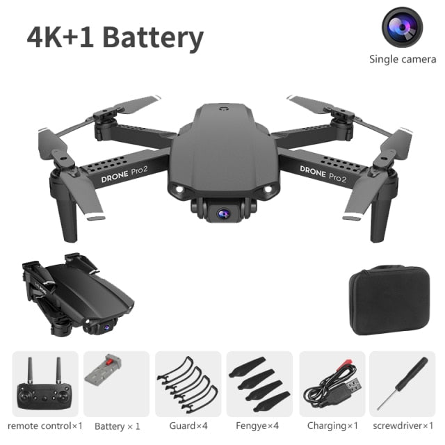 XCZJ E99 Pro2 RC Mini Drone 4K 1080P 720P Dual Camera WIFI FPV Aerial Photography Helicopter Foldable Quadcopter Dron Toys 4K black 1B - Tophatter Daily Deals