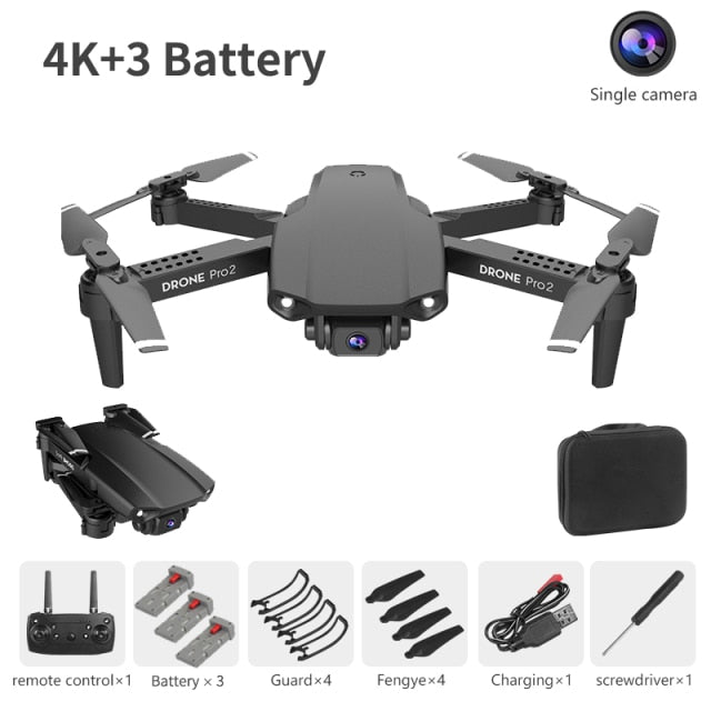 XCZJ E99 Pro2 RC Mini Drone 4K 1080P 720P Dual Camera WIFI FPV Aerial Photography Helicopter Foldable Quadcopter Dron Toys 4K black 3B - Tophatter Daily Deals