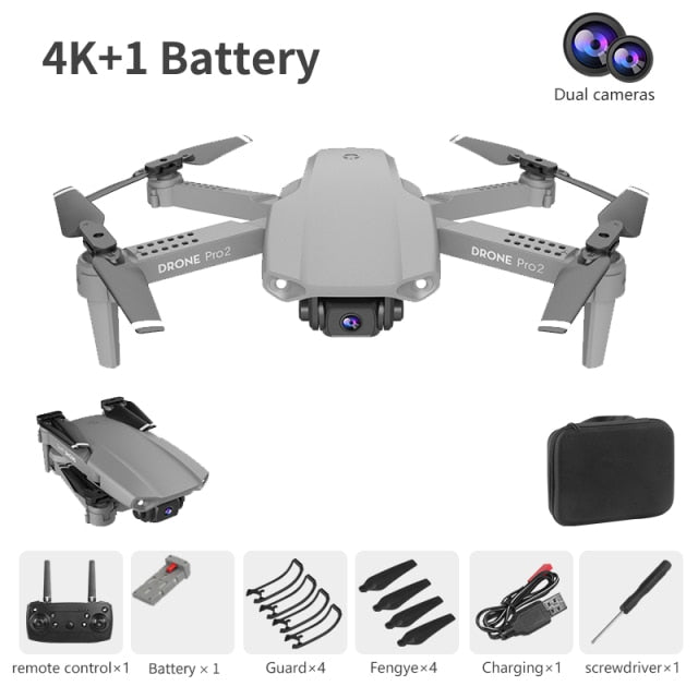 XCZJ E99 Pro2 RC Mini Drone 4K 1080P 720P Dual Camera WIFI FPV Aerial Photography Helicopter Foldable Quadcopter Dron Toys 4k double gray 1B - Tophatter Daily Deals