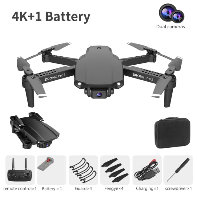 XCZJ E99 Pro2 RC Mini Drone 4K 1080P 720P Dual Camera WIFI FPV Aerial Photography Helicopter Foldable Quadcopter Dron Toys 4k double black 1B - Tophatter Daily Deals