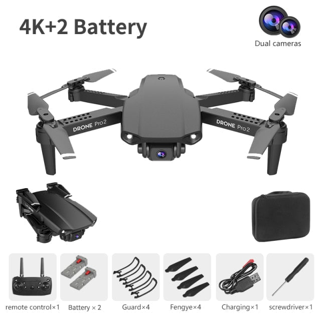 XCZJ E99 Pro2 RC Mini Drone 4K 1080P 720P Dual Camera WIFI FPV Aerial Photography Helicopter Foldable Quadcopter Dron Toys 4k double black 2B - Tophatter Daily Deals