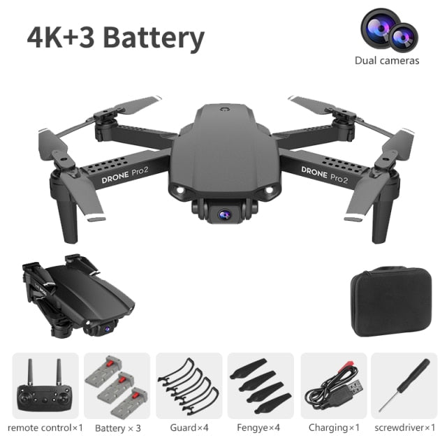 XCZJ E99 Pro2 RC Mini Drone 4K 1080P 720P Dual Camera WIFI FPV Aerial Photography Helicopter Foldable Quadcopter Dron Toys 4k double black 3B - Tophatter Daily Deals