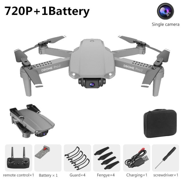 XCZJ E99 Pro2 RC Mini Drone 4K 1080P 720P Dual Camera WIFI FPV Aerial Photography Helicopter Foldable Quadcopter Dron Toys 720P gray 1B - Tophatter Daily Deals