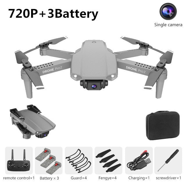 XCZJ E99 Pro2 RC Mini Drone 4K 1080P 720P Dual Camera WIFI FPV Aerial Photography Helicopter Foldable Quadcopter Dron Toys 720P gray 3B - Tophatter Daily Deals