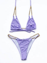 Mini Bikini Tie Dye Swimwear Women Metal Chain Patchwork Bathing suit Triangle Bikinis Women's Swimsuit Women Sparkle Glitter Swimwear Sequin Bikini Shiny String Bra Swimsuit Beach Wear Women's Swimwear - Tophatter Daily Deals