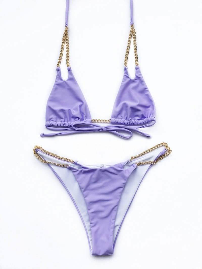 Mini Bikini Tie Dye Swimwear Women Metal Chain Patchwork Bathing suit Triangle Bikinis Women's Swimsuit Women Sparkle Glitter Swimwear Sequin Bikini Shiny String Bra Swimsuit Beach Wear Women's Swimwear - Tophatter Daily Deals