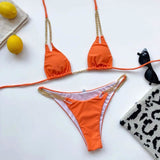 Mini Bikini Tie Dye Swimwear Women Metal Chain Patchwork Bathing suit Triangle Bikinis Women's Swimsuit Women Sparkle Glitter Swimwear Sequin Bikini Shiny String Bra Swimsuit Beach Wear Women's Swimwear - Tophatter Daily Deals