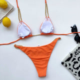 Mini Bikini Tie Dye Swimwear Women Metal Chain Patchwork Bathing suit Triangle Bikinis Women's Swimsuit Women Sparkle Glitter Swimwear Sequin Bikini Shiny String Bra Swimsuit Beach Wear Women's Swimwear - Tophatter Daily Deals