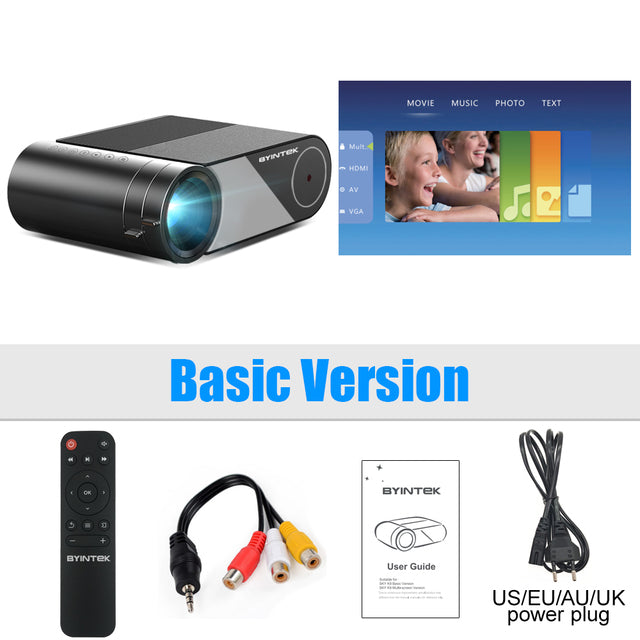 BYINTEK K9 Mini 1280*720P Portable Video Home Theater HD LED Projector for 1080P 3D 4K (Option Multi-Screen For Iphone） K9 Basic Version - Tophatter Daily Deals