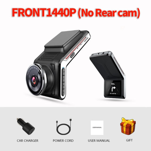 Sameuo U2000 dash cam front and rear 4k 2160P 2 camera CAR dvr wifi dashcam Video Recorder Auto Night Vision 24H Parking Monitor Front1440P - Tophatter Daily Deals