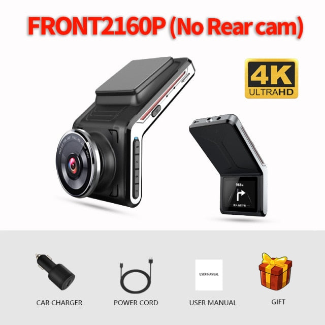 Sameuo U2000 dash cam front and rear 4k 2160P 2 camera CAR dvr wifi dashcam Video Recorder Auto Night Vision 24H Parking Monitor Front2160P - Tophatter Daily Deals