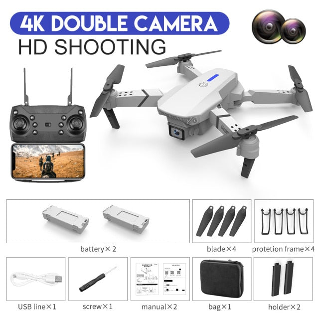 2021 New Quadcopter E88 Pro WIFI FPV Drone With Wide Angle HD 4K 1080P Camera Height Hold RC Foldable Quadcopter Dron Gift Toy DualCamera 4K 2B Wh - Tophatter Daily Deals