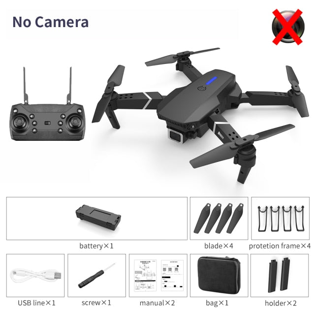 2021 New Quadcopter E88 Pro WIFI FPV Drone With Wide Angle HD 4K 1080P Camera Height Hold RC Foldable Quadcopter Dron Gift Toy Black Nocamera Bag - Tophatter Daily Deals