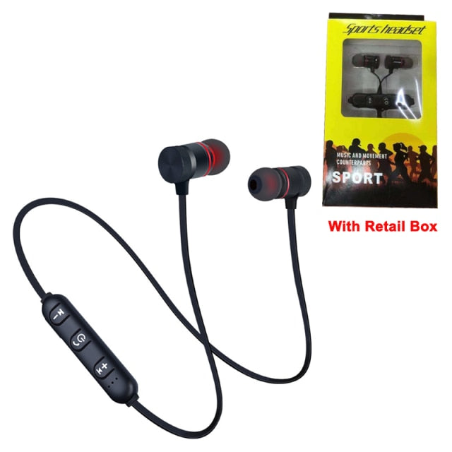 Bluetooth Earphone 4.1 Wireless Headset Stereo Headphones Sports Magnetic Earphones for Xiaomi 7 8 9 Redmi Note 7 8 K30 K20 Pro Black with Box - Tophatter Daily Deals