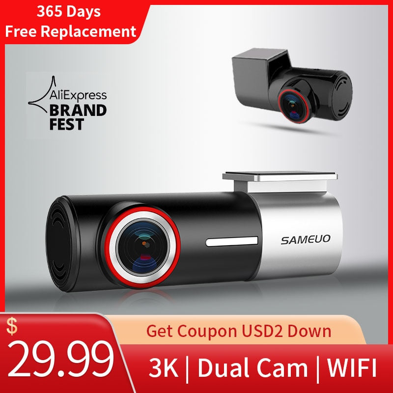SAMEUO U700 Dash Cam Front and Rear Camera Recorder QHD 1944P Car DVR with 2 cam dashcam WiFi Video Recorder 24H Parking Monitor - Tophatter Daily Deals
