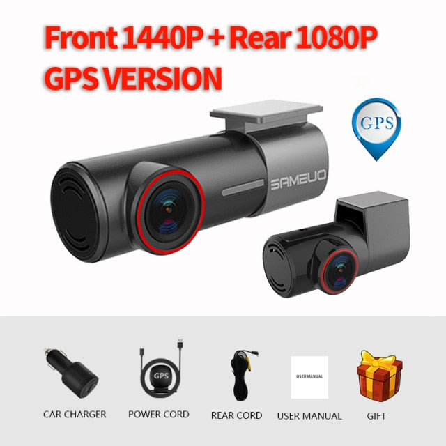 SAMEUO U700 Dash Cam Front and Rear Camera Recorder QHD 1944P Car DVR with 2 cam dashcam WiFi Video Recorder 24H Parking Monitor F1440P REAR1080P GPS - Tophatter Daily Deals