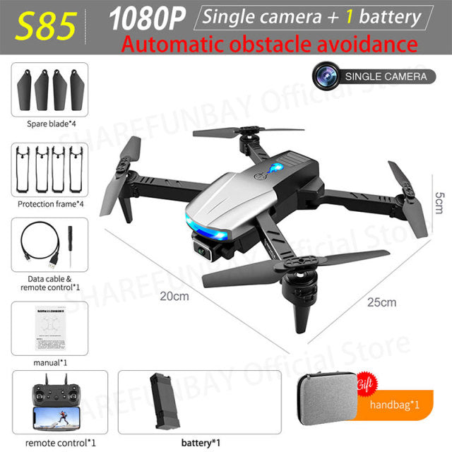 New S85 Pro Rc Mini Drone 4k Profesional HD Dual Camera Fpv Drones With infrared obstacle avoidance Rc Helicopter Quadcopter Toy 1080P 1B - Tophatter Daily Deals