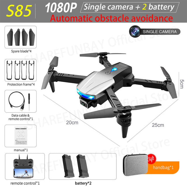 New S85 Pro Rc Mini Drone 4k Profesional HD Dual Camera Fpv Drones With infrared obstacle avoidance Rc Helicopter Quadcopter Toy 1080P 2B - Tophatter Daily Deals