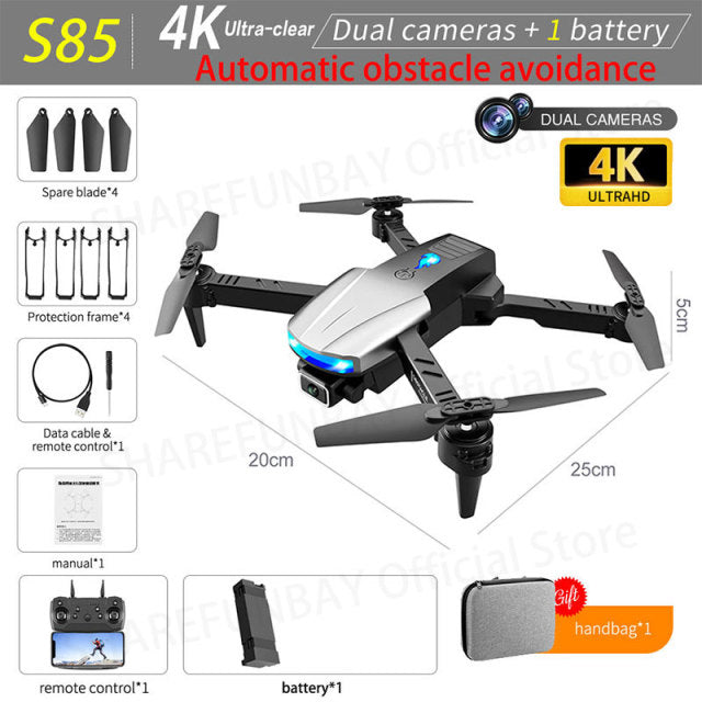 New S85 Pro Rc Mini Drone 4k Profesional HD Dual Camera Fpv Drones With infrared obstacle avoidance Rc Helicopter Quadcopter Toy 4K dual camera 1B - Tophatter Daily Deals