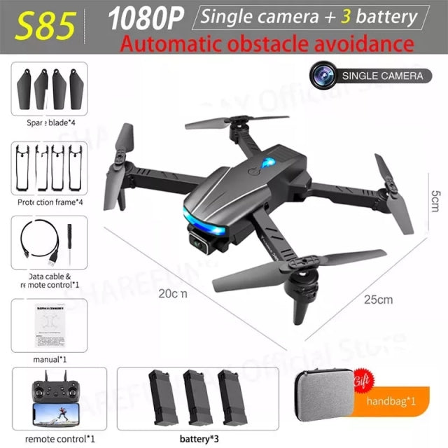 New S85 Pro Rc Mini Drone 4k Profesional HD Dual Camera Fpv Drones With infrared obstacle avoidance Rc Helicopter Quadcopter Toy 1080P 3B 2 - Tophatter Daily Deals