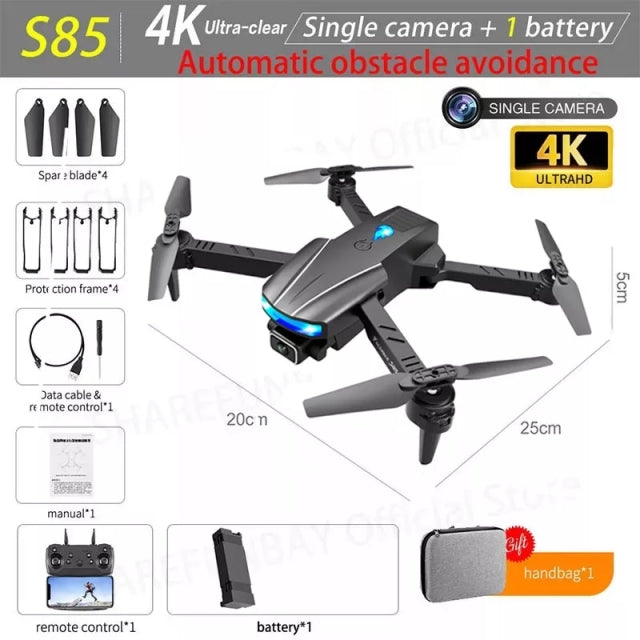 New S85 Pro Rc Mini Drone 4k Profesional HD Dual Camera Fpv Drones With infrared obstacle avoidance Rc Helicopter Quadcopter Toy 4K single camera 1B 2 - Tophatter Daily Deals
