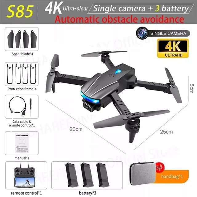 New S85 Pro Rc Mini Drone 4k Profesional HD Dual Camera Fpv Drones With infrared obstacle avoidance Rc Helicopter Quadcopter Toy 4K single camera 3B 2 - Tophatter Daily Deals
