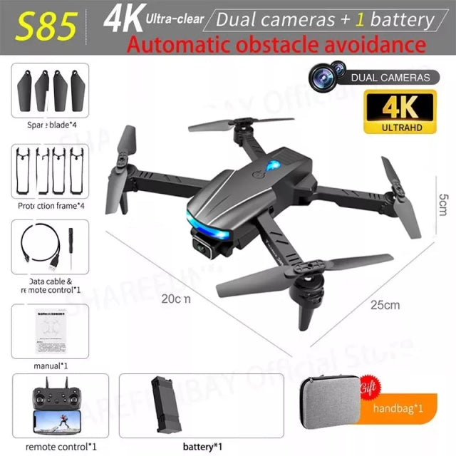 New S85 Pro Rc Mini Drone 4k Profesional HD Dual Camera Fpv Drones With infrared obstacle avoidance Rc Helicopter Quadcopter Toy 4K dual camera 1B 2 - Tophatter Daily Deals