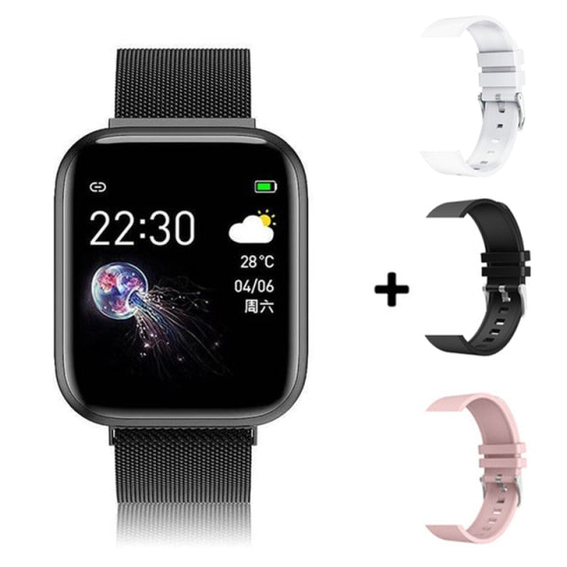I5 Sport Smartwatch Women Men Heart Rate Blood Pressure Fitness Tracker Kids Smart Clock For Android IOS Smart Watch PK IWO P80 add 3 straps - Tophatter Daily Deals
