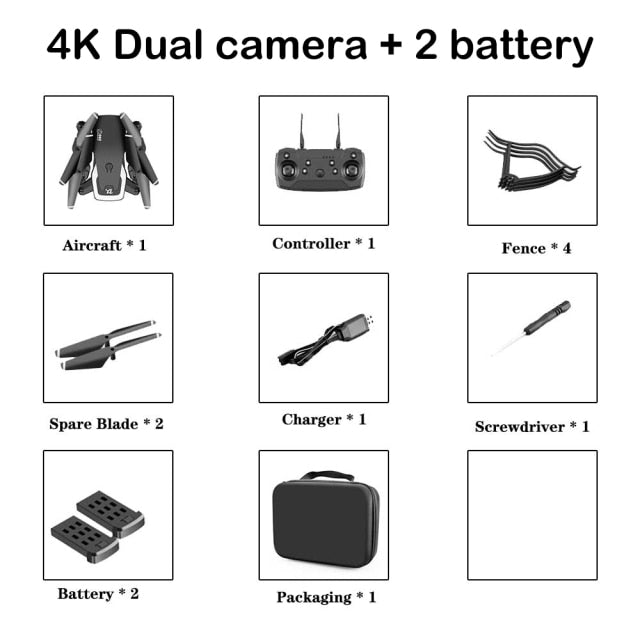 2021 NEW Drone 4k profession HD Wide Angle Camera 1080P WiFi Fpv Drone Dual Camera Height Keep Drones Camera Helicopter Toys 4K-Dual camera-2B - Tophatter Daily Deals