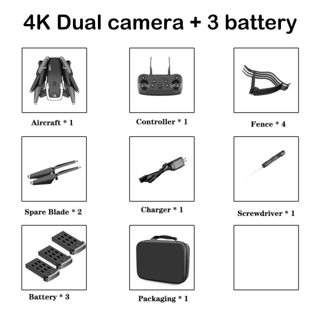2021 NEW Drone 4k profession HD Wide Angle Camera 1080P WiFi Fpv Drone Dual Camera Height Keep Drones Camera Helicopter Toys 4K-Dual camera-3B - Tophatter Daily Deals